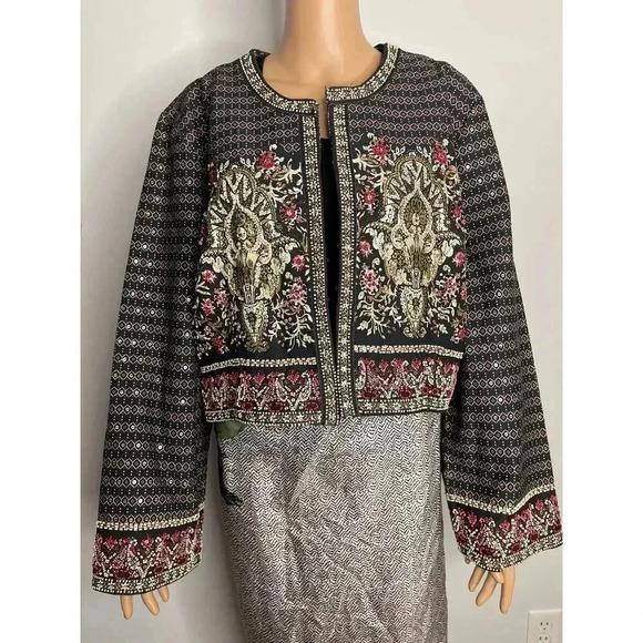 Soft Surroundings Mandala Bolero Jacket size 2X New Beaded sequin embellished - Picture 3 of 14